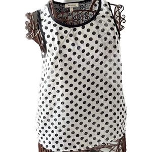 Monteau Polka Dot/Lace Blouse Large Anthropologie Brand